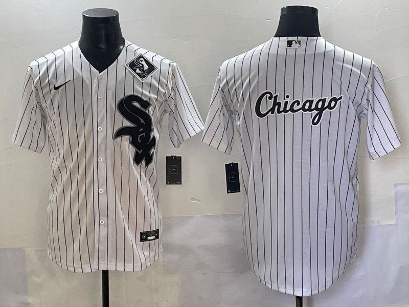 Men 2025 Chicago White Sox Blank White Stripe Game Nike MLB Jersey style 11